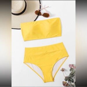 Plus Size Bandeau High Waisted Bikini Set